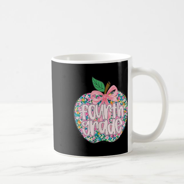 Kvinnliga fjärde klass lärarlag Apple Blommig Bak  Kaffemugg (Höger)