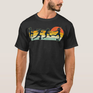 Kvinnliga fotbollsspelare Retro Sunset-fotbollsspe T Shirt