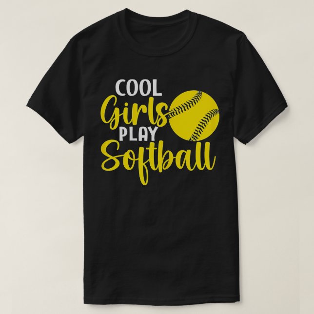 Kvinnliga idrottare - Coola Girls spelar Softball T Shirt (Design framsida)