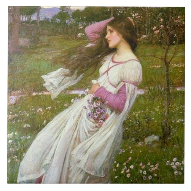 Kvinnliga insamlingsblommor i Vinden Kakelplatta (Framsidan)