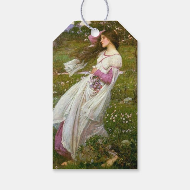 Kvinnliga insamlingsblommor i Vinden Presentetikett (Framsidan)