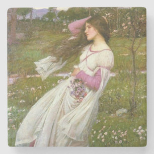 Kvinnliga insamlingsblommor i Vinden Stenunderlägg