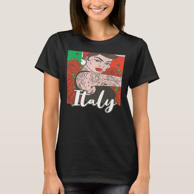 Kvinnliga italienska kvinnans Italien Girl T Shirt (Framsida)