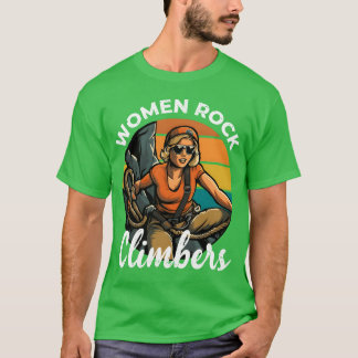 Kvinnliga klippklättrare klippklättrare klättrande t shirt