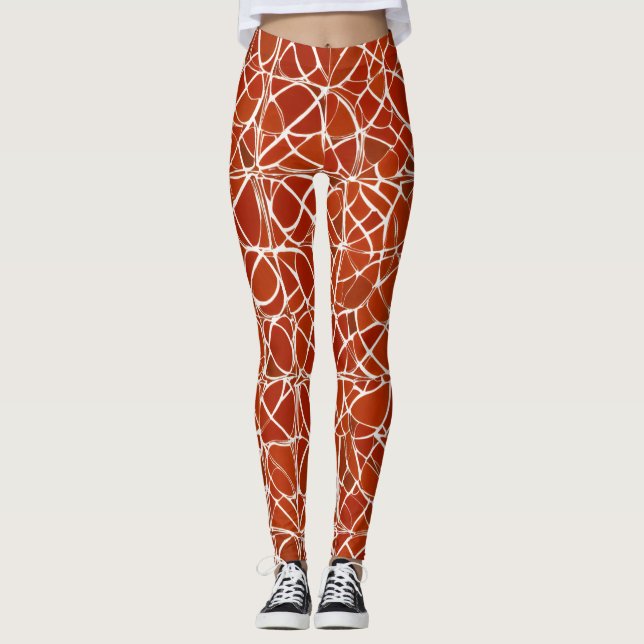 Kvinnliga mönster med rött blommigt leggings (Framsida)
