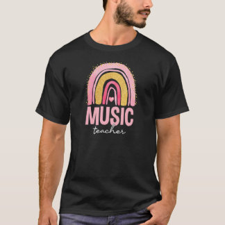 Kvinnliga musiklärare Regbow Watercolor tillbaka t Shirt