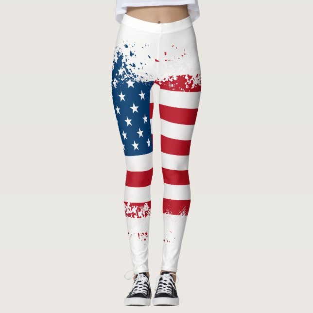 Kvinnliga patriotiska Flagga Leggings (Framsida)