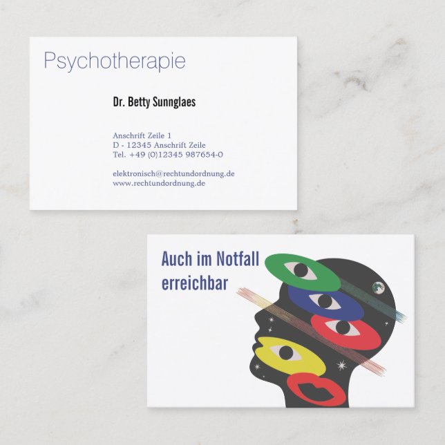 kvinnliga psykologer blåa accenter visitkort (Fram/baksida)