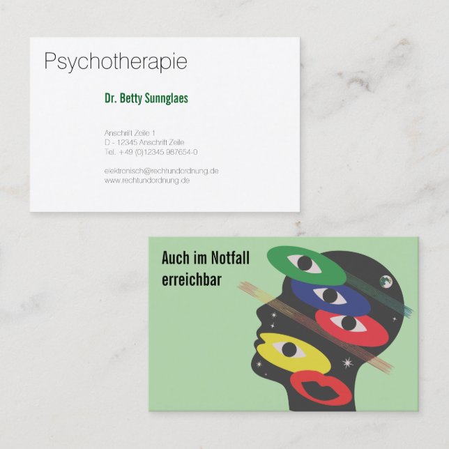 kvinnliga psykologer visitkort (Fram/baksida)