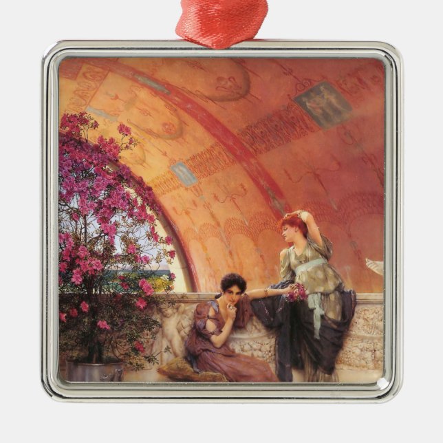 Kvinnliga rivaler (av Herr Lawrence Alma-Tadema) Julgransprydnad Metall (Framsidan)