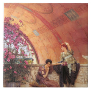 Kvinnliga rivaler (av Herr Lawrence Alma-Tadema) Kakelplatta