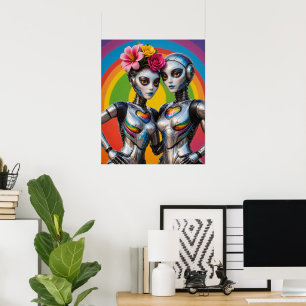 Kvinnliga robotar i kärlek poster