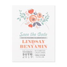 Kvinnliga söta blommiga rädda datum korts