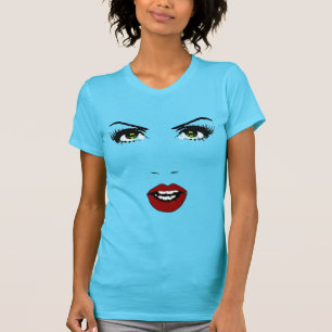 Kvinnligt ansikte på bakgrundsfärg som kan ändr t shirt