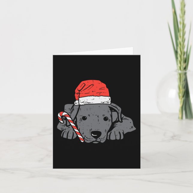 Kvinnligt barn i hund christmas julafton kort (Framsida)