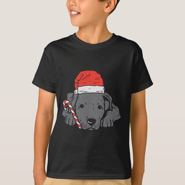 Kvinnligt barn i hund christmas julafton t shirt (Framsida)