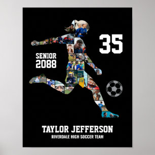 Kvinnligt fotbollslag sport anpassad fotokollage poster