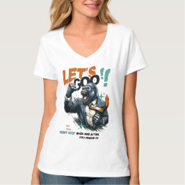 KVINNLIGT LÅT OSS GÅ LEKTIONER LÄR V-RÖTSKÅPSTRÖJA T SHIRT