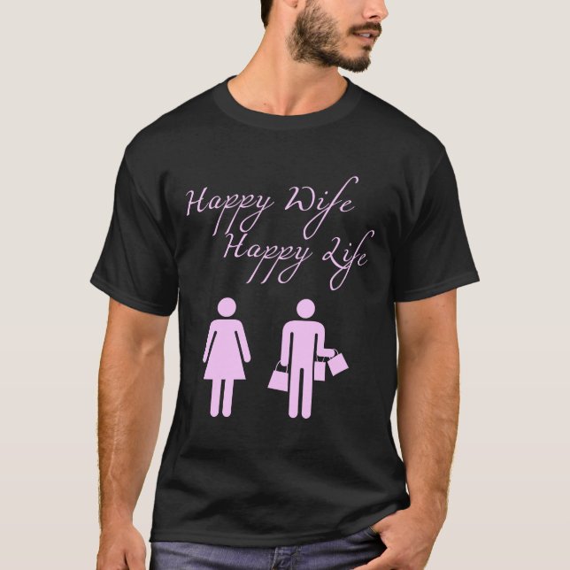Kvinnligt lyckligt liv för lycklig fru tee shirt (Framsida)