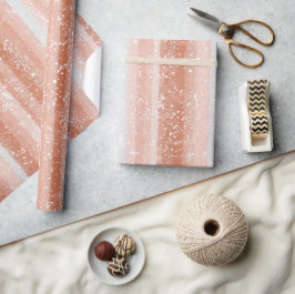 Kvinnligt persikoblush vitt glittermönster presentpapper