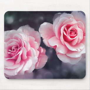 Kvinnligt rosa rosblommigtfoto musmatta
