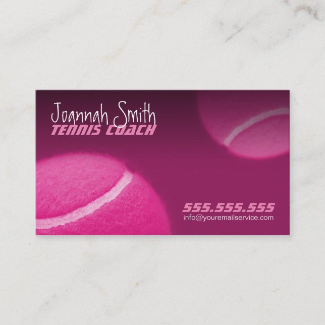 Kvinnligt tennislagledarekort - tennis Instructore Visitkort (Framsida)