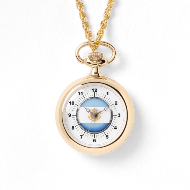 Kvinnoargentinska Flagga Wraparound Guld Watch Armbandsur (Framsida)