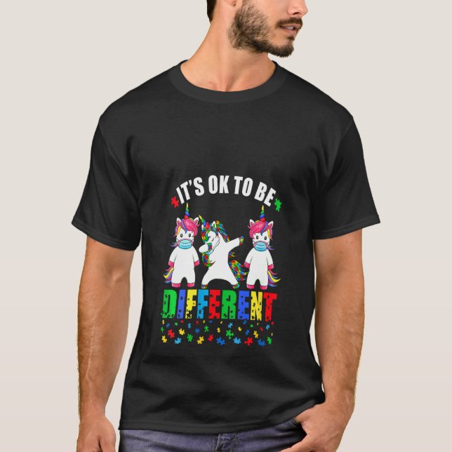 Kvinnoautism Medvetenhet om Unicorn Ansikte Mask D T Shirt (Framsida)