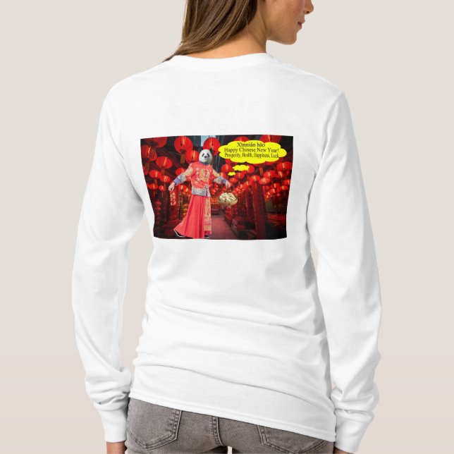 kvinnobella. Nya året för kinesiska lycklig: panda T Shirt (Baksida)