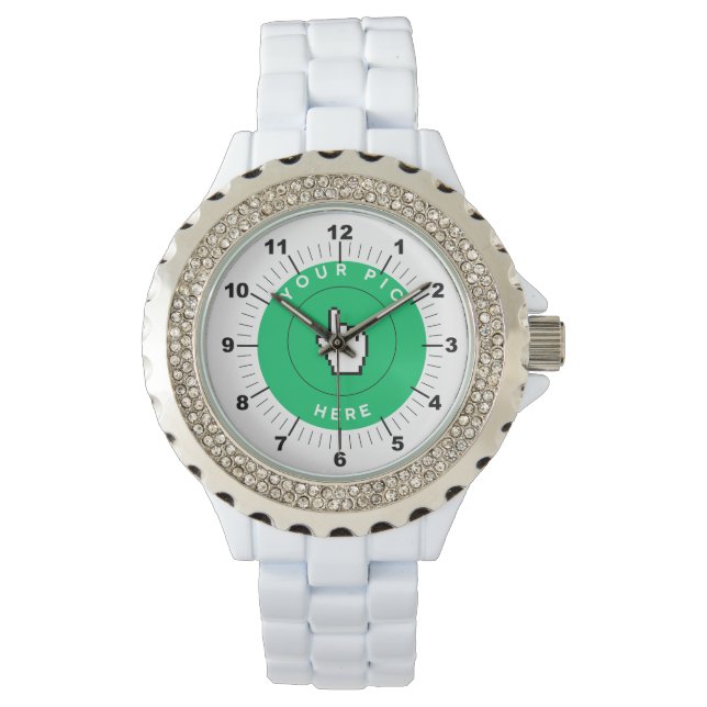 Kvinnobevakning - Personlig - Rhinestone White Armbandsur (Framsida)