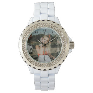Kvinnobevakning - Personlig - Rhinestone White Armbandsur