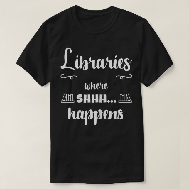 Kvinnobibliotekarie där Shhh händer Bibliotek T Shirt (Design framsida)