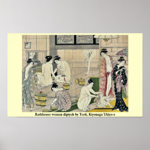 Kvinnobyn av Torii, Kiyonaga Ukiyo-e Poster
