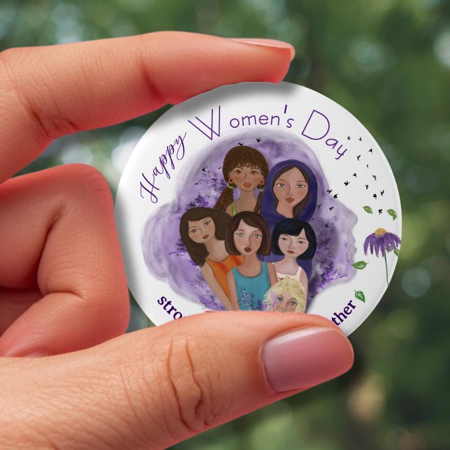 Kvinnodagen är starkare tillsammans knapp (Stronger Together Woman's Day Button)
