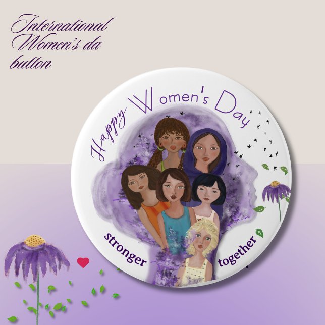 Kvinnodagen är starkare tillsammans knapp (Stronger Together Woman's Day Button)