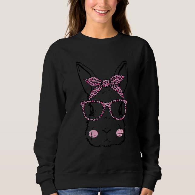 Kvinnodagen i Bunny Ansikte Rosa Leopard Glasses P T Shirt (Framsida)