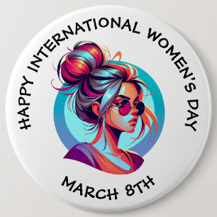 Kvinnodagen i lycklig Internationell 8 mars Knapp