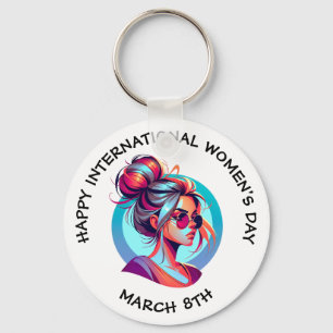 Kvinnodagen i lycklig Internationell 8 mars Nyckelring
