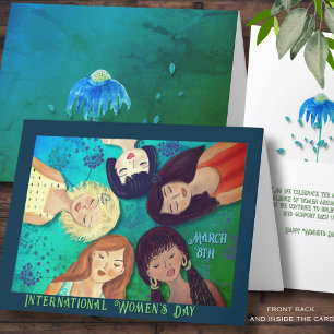 Kvinnodagen Kvinnoblått i Porträtt Kort