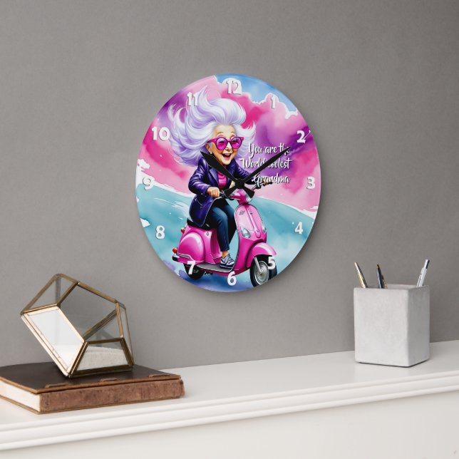 Kvinnodags-kort - Rolig Karikatyr 2 + din text Stor Klocka (Kontor)