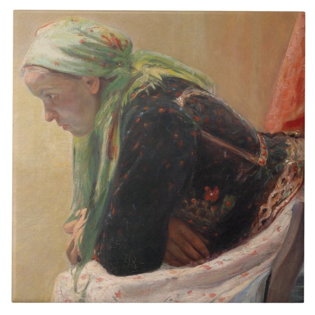 Kvinnodjup i tanken (av Oleksa Novakivskiy) Kakelplatta (Framsidan)