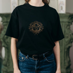 Kvinnofantasi Guld D20 Laurel-andedräkt T Shirt