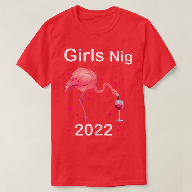 Kvinnoflickor natt 2022 flamingo party dam t shirt (Design framsida)