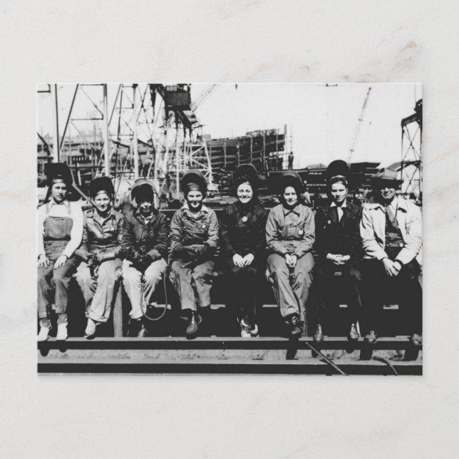 Kvinnogrupp under Världskrig två Vykort (Framsida)