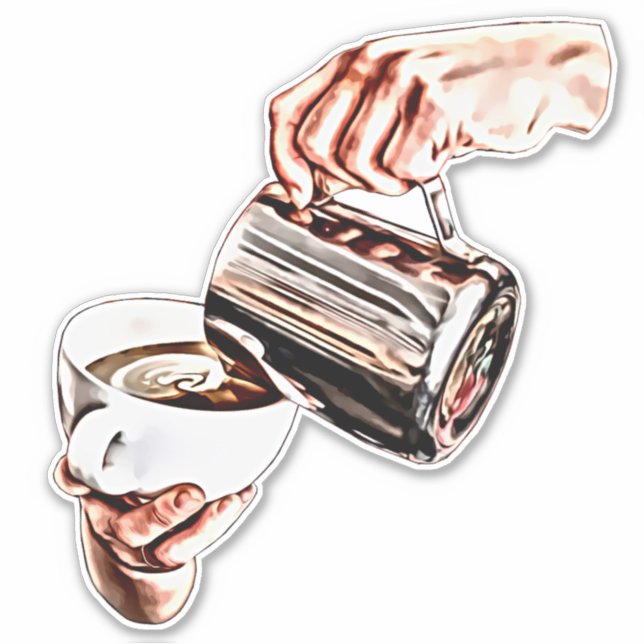 kvinnohandsmålning för kaffedigitalkonst klistermärken (Framsida)
