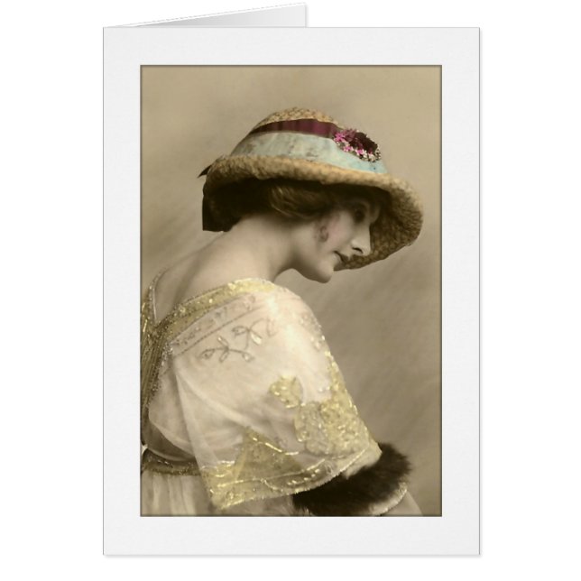 kvinnohatt som är klädd hälsningskort (Framsidan)