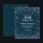 Kvinnohavare i havsområdet Blåblå Silver Glitter 3 Kort<br><div class="desc">Elegantens marinblått med silver diamant glitter 30års födelsedag-inbjudan till kvinnor. Kontakta oss om du behöver hjälp med anpassning eller om du vill begära matchande produkter.</div>