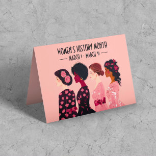 Kvinnohistoriens månad Global Women Rosa Blommigt Helgkort