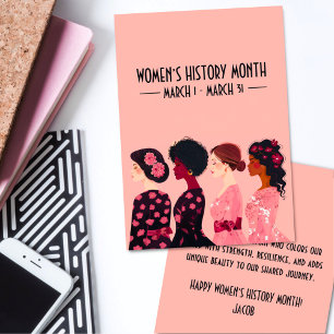 Kvinnohistoriens månad Global Women Rosa Blommigt Julkort