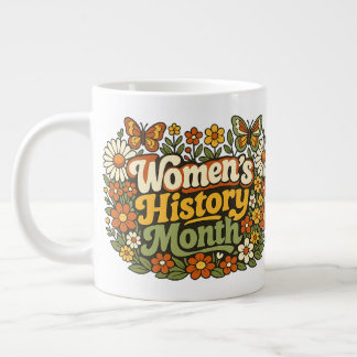 Kvinnohistoriens månad Retro 70-tal Blommig Groovy Jumbo Mugg